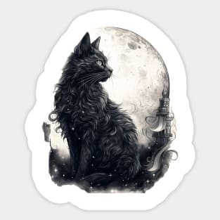 Feline Moonlight Sticker